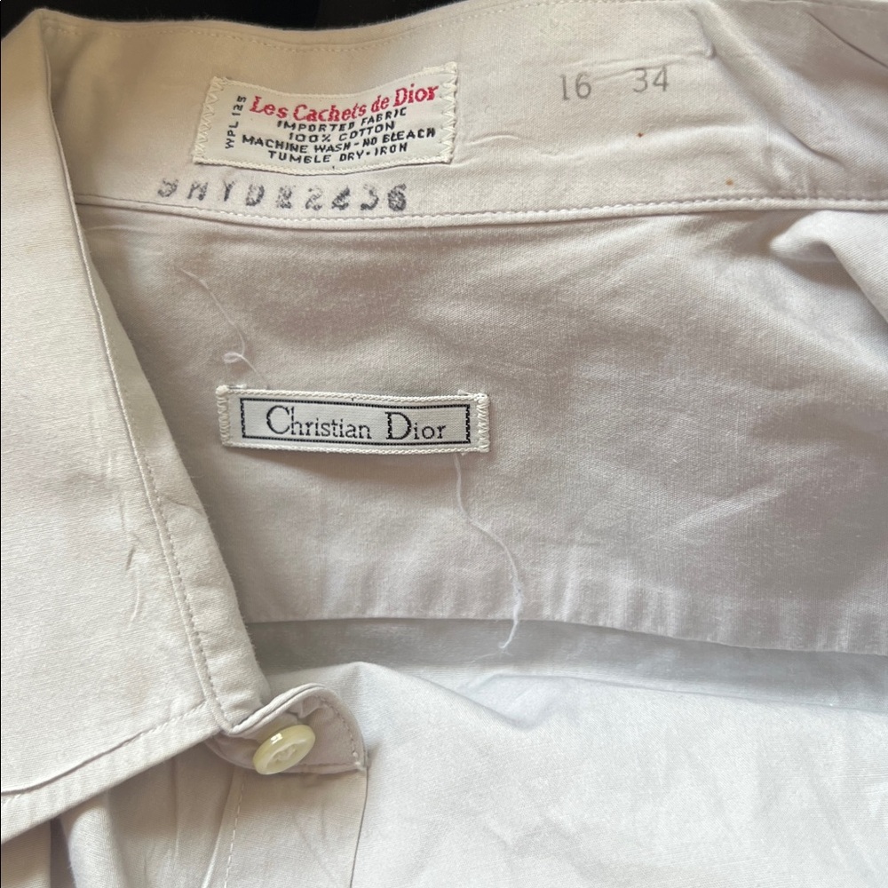 Vintage VTG Christian Dior Light Grey Button Down 16 34 - Picture 5 of 5